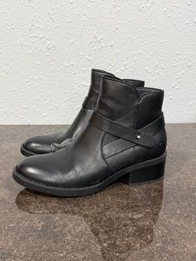 Born Tori Ankle Boots Black Leather Size 8.5‎